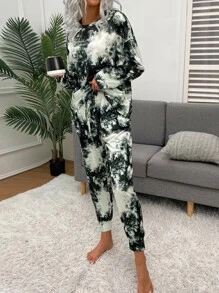 SHEIN LUNE Bộ thời trang Dây kéo Túi Cà vạt nhuộm Giải trí - Đen và trắng - Xem 5