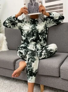 SHEIN LUNE Bộ thời trang Dây kéo Túi Cà vạt nhuộm Giải trí - Đen và trắng - Xem 7