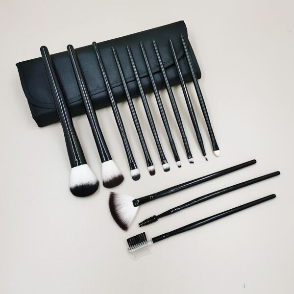 

12pcs Makeup Brush Set With Storage Bag, Black