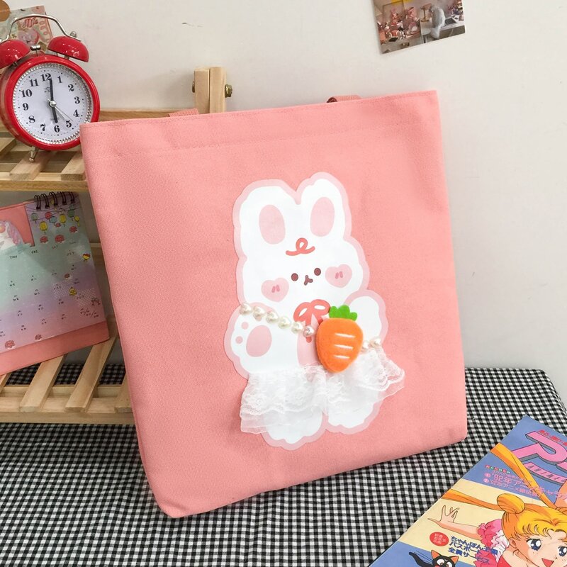 

Cartoon Graphic Shoulder Tote Bag, Pink