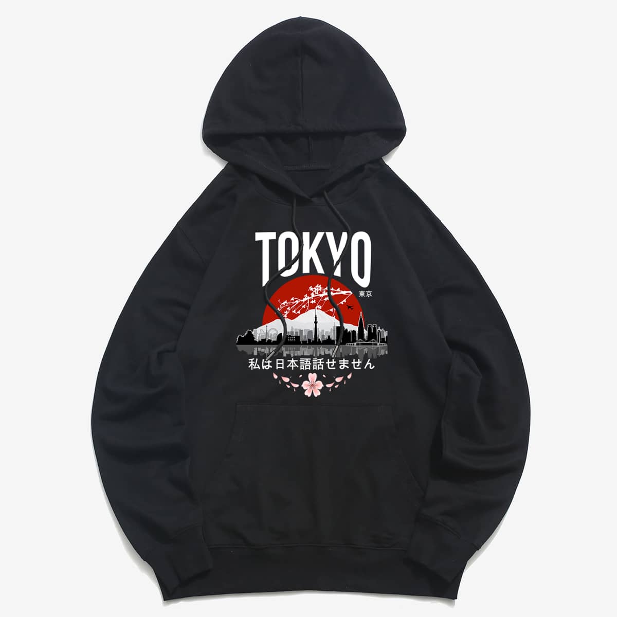 

Guys Letter Graphic Drawstring Hoodie, Black