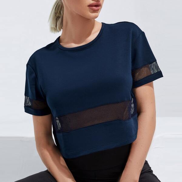 

Fishnet Panel Sports Tee, Navy blue
