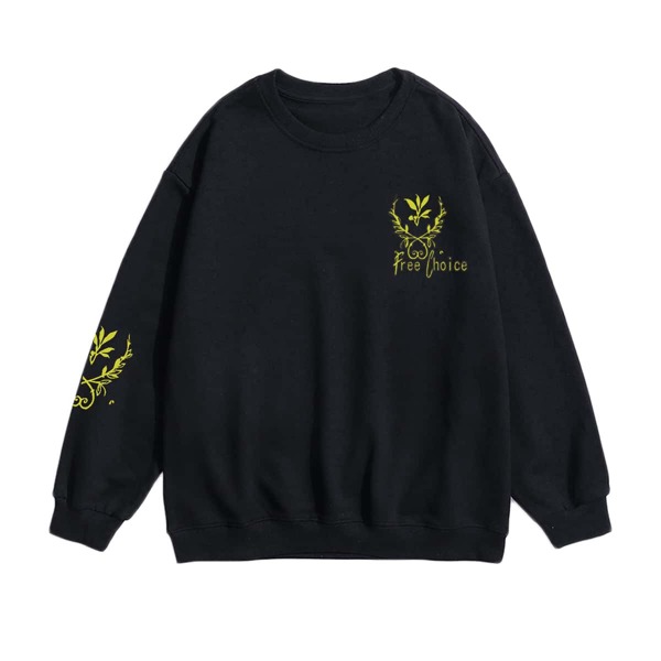 

Men Plant And Letter Graphic Pullover, Black