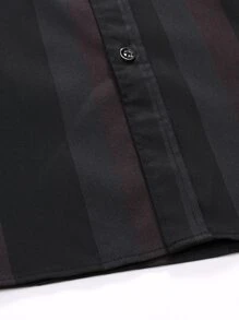 Manfinity Hombres Camisa de rayas con parche de bolsillo con botón delantero - Multicolor - Ver 7