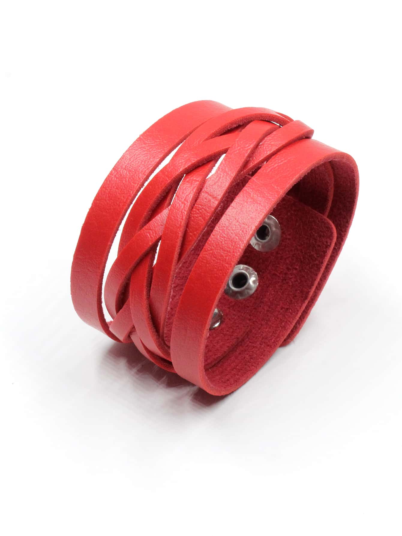 時尚流行男士PU簡約素色手鍊，適合珠寶禮物和時尚外觀 - 紅色 - 查看 1