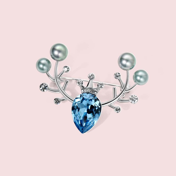

Crystal Decor Brooch, Blue