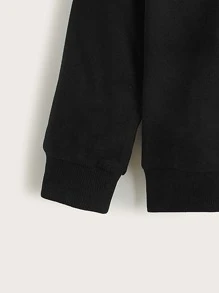 SHEIN Boys Letter Graphic Drop Shoulder 2 In 1 Sweatshirt - Black - View 3