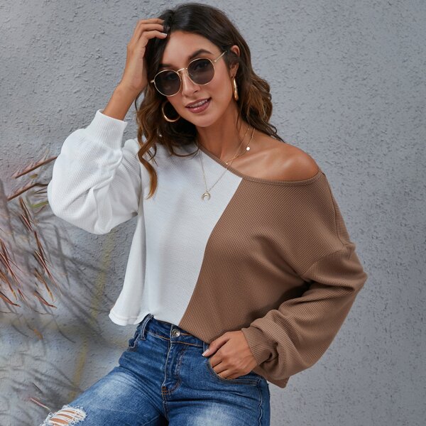 

Two Tone Drop Shoulder Tee, Multicolor