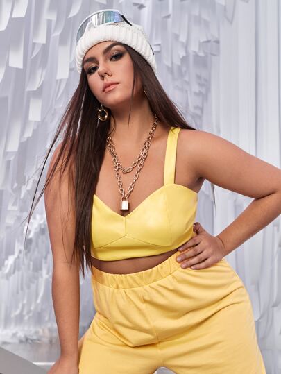 SHEIN ICON Top de tirantes corto PU