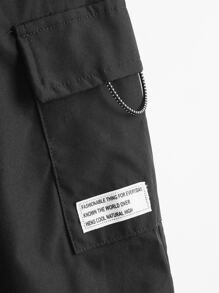 SHEIN Quần Trai Đắp vá Túi Thể thao - màu đen - Xem 3