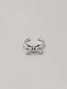 1 pieza Anillo con brazalete con lazo decorativo de joyería de cobre, regalo para San Valentín, mamá, madre, Día de la Madre - Plata antigua - Ver 2