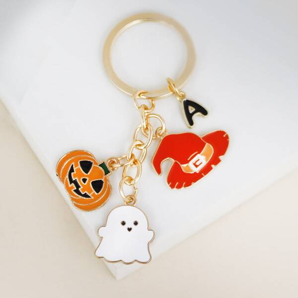

Halloween Pumpkin & Ghost Charm Keychain, Multicolor