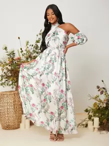 SHEIN VCAY Đầm Lộ Lưng Hoa Boho - Nhiều màu - Xem 1