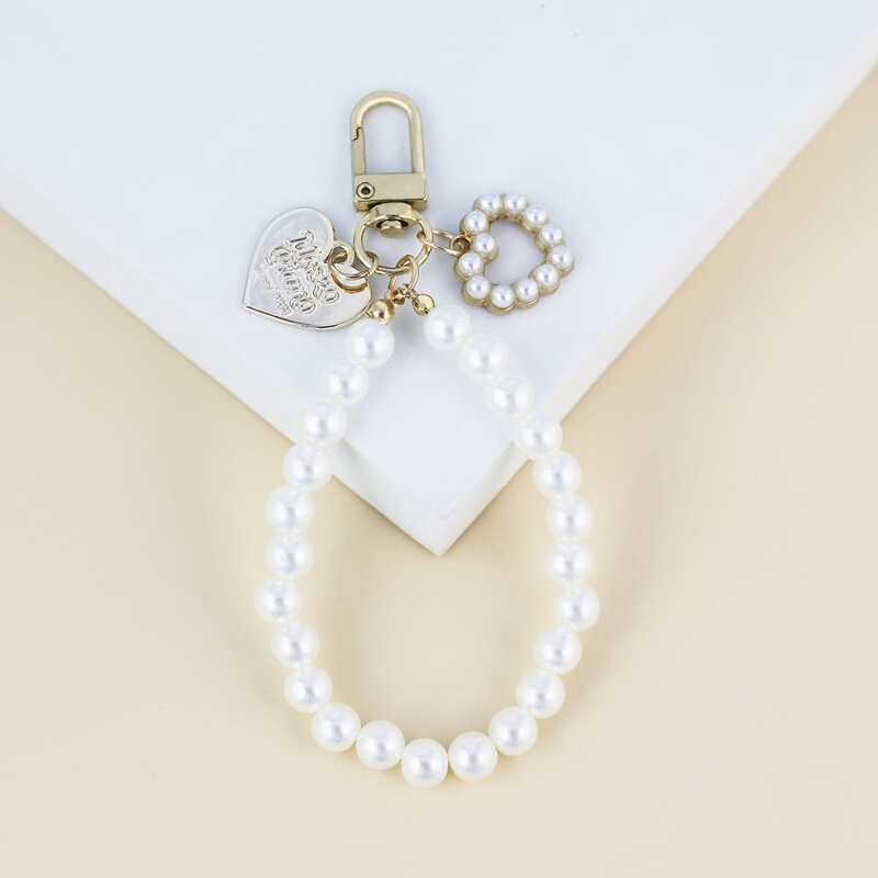 

Heart Charm Keychain, White