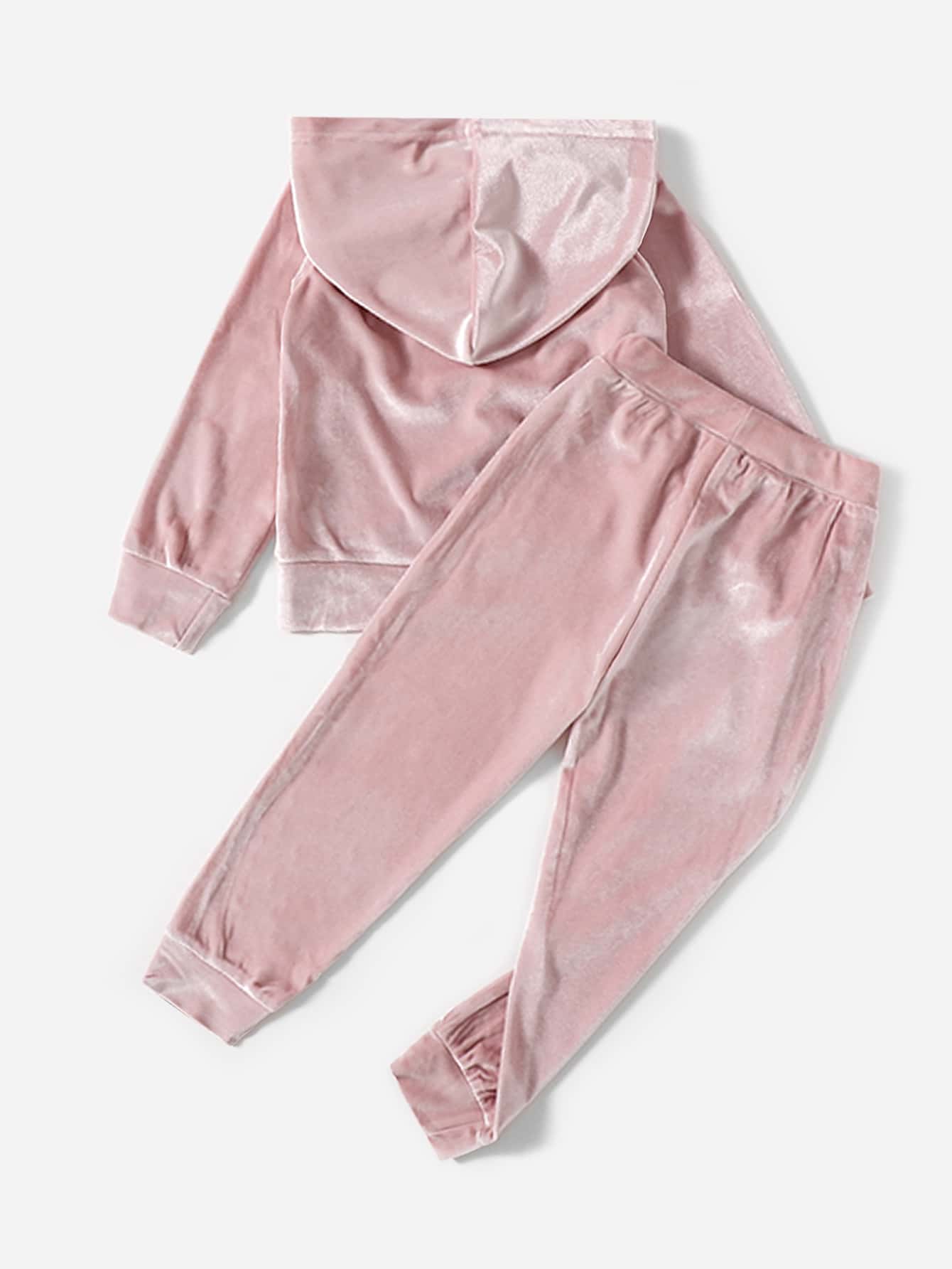 Young Girl Flannel Hoodie With Sweatpants