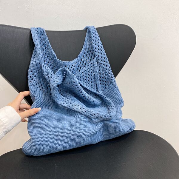 

Minimalist Crochet Detail Shopper Bag, Blue