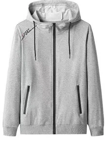 Manfinity Áo khoác Nam Dây kéo Lá thư Giải trí - Xám - Xem 1