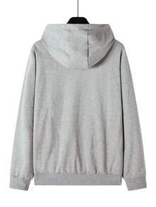 Manfinity Áo khoác Nam Dây kéo Lá thư Giải trí - Xám - Xem 2