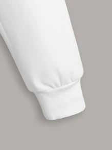 SHEIN LUNE Solid Zip Up Bomber Jacket - White - View 3