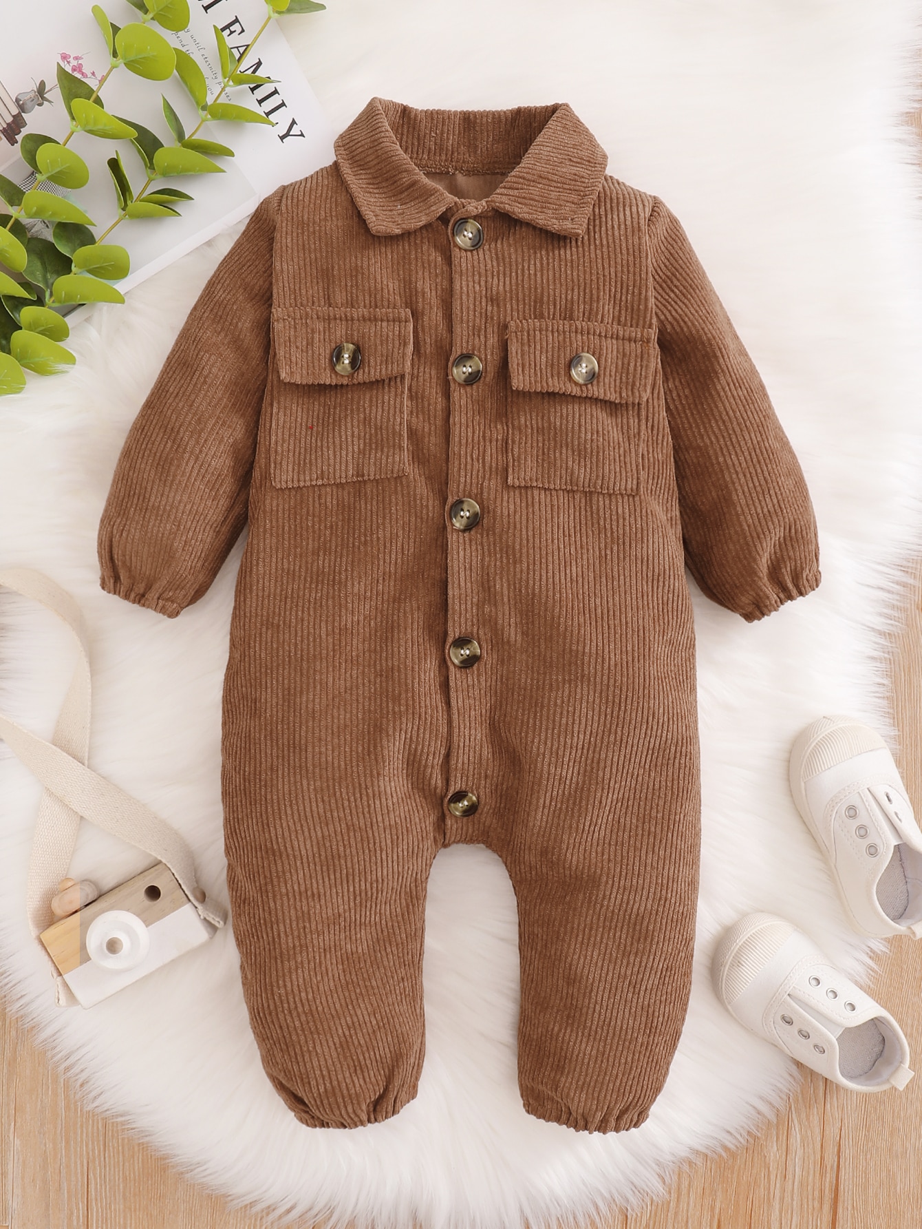 Flap pocket shirt jumpsuit