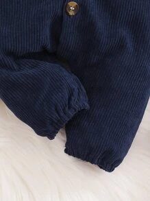 男嬰素色翻蓋口袋襯衫連體褲 - 藏蓝色 - 查看 5