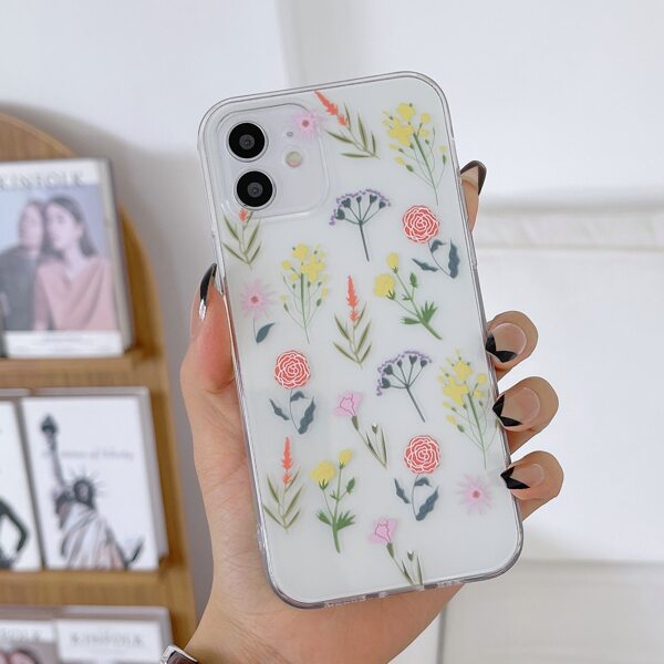 

Flower Painted Clear Phone Case, Multicolor