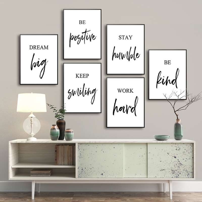 

6pcs Letter Graphic Unframed Painting, Multicolor