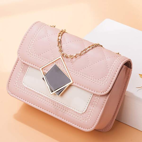

Quilted Flap Chain Shoulder Bag, Multicolor