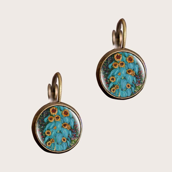 

Flower Print Earrings, Multicolor