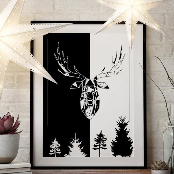 

Elk Print Unframed Painting, Multicolor