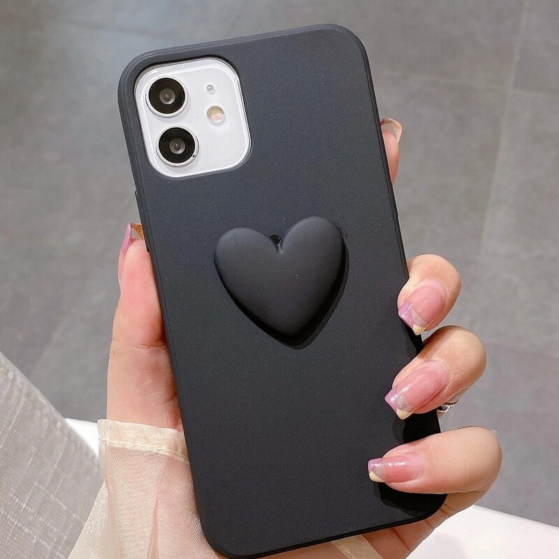 

Heart Pattern Phone Case, Black