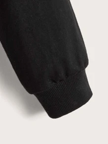 SHEIN Leap Crew Tween Girl Casual Long Sleeve Letter Print Dropped Shoulder Sweatshirt,In Fall/Winter - Black - View 4