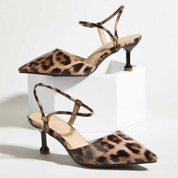 

Leopard Slingback Pumps, Brown