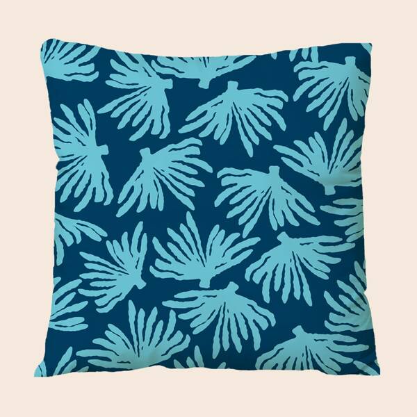 

Plants Pattern Cushion Cover Without Filler, Blue