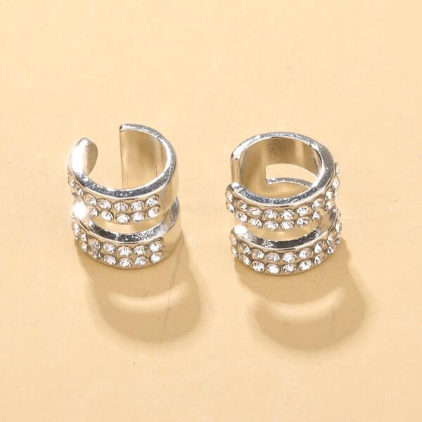 

Rhinestone Decor Ear Cuffs, Silver