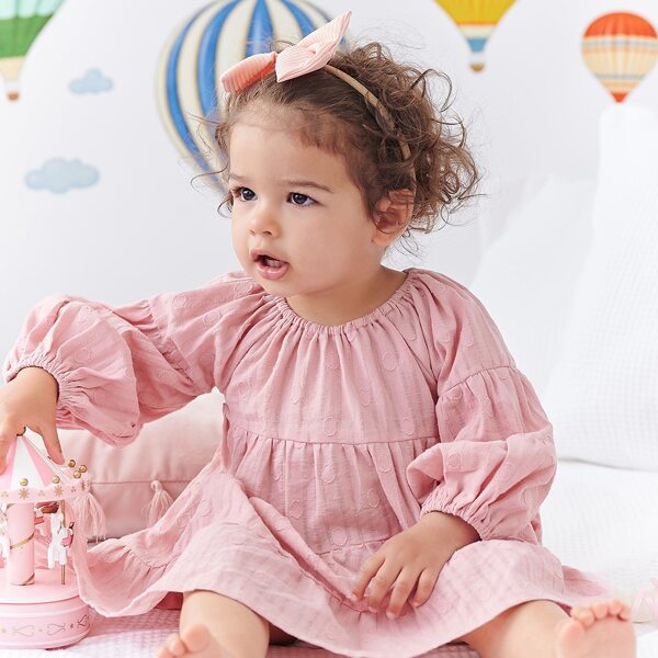 

Baby Lantern Sleeve Smock Dress, Baby pink