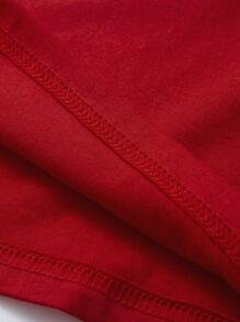 SHEIN Unity Letter Graphic Round Neck Tee - Red - View 3