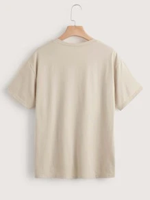 SHEIN EZwear 骷髅圖案T恤 - 卡其色 - 查看 2