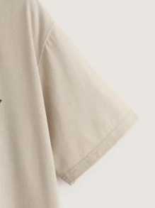 SHEIN EZwear 骷髅圖案T恤 - 卡其色 - 查看 3