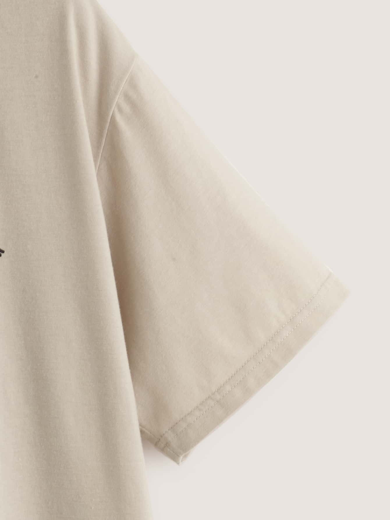 SHEIN EZwear Camiseta estampado de esqueleto - Caqui - Añade 3