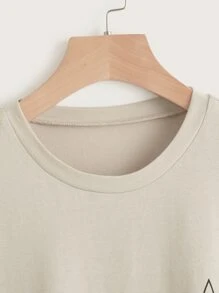 SHEIN EZwear 骷髅圖案T恤 - 卡其色 - 查看 4