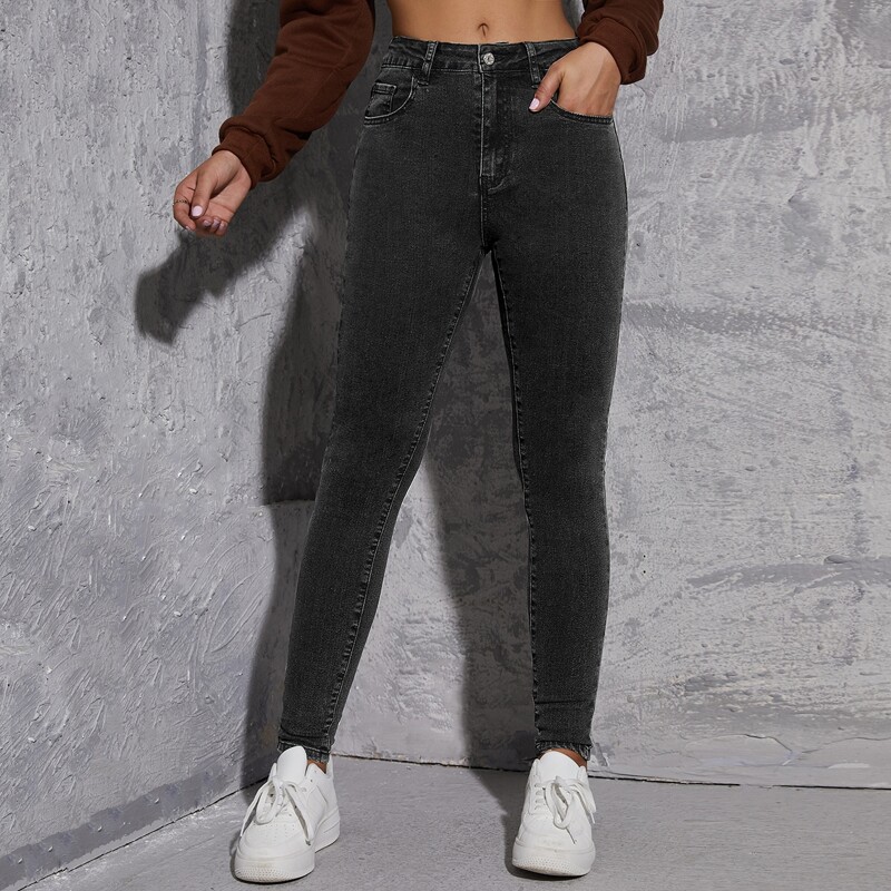 

Solid Skinny Jeans, Black