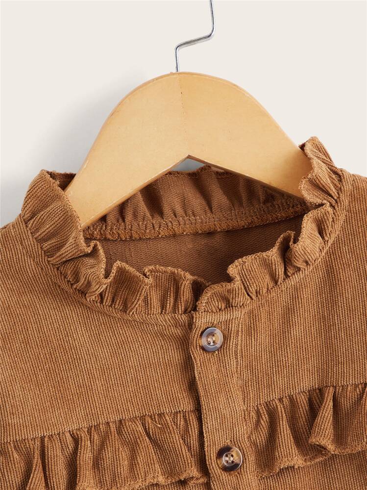 SHEIN Blusa De Pana Con Volantes Para Niña Joven - Marrón - Añade 3
