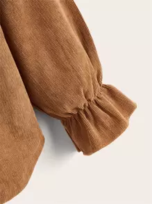 SHEIN Blusa De Pana Con Volantes Para Niña Joven - Marrón - Ver 4