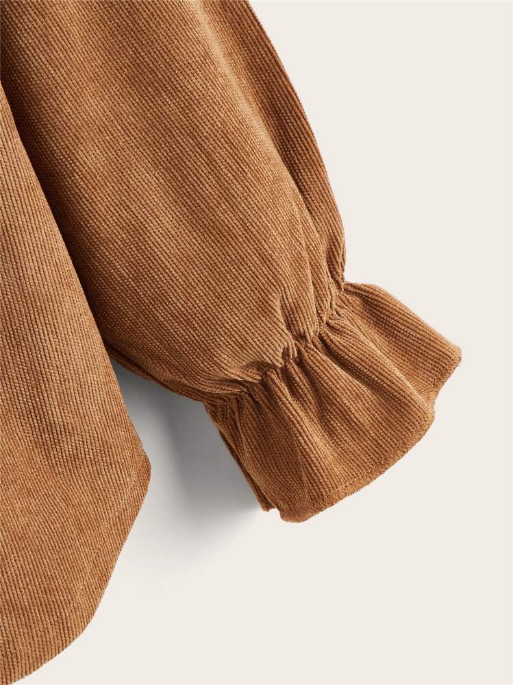 SHEIN Blusa De Pana Con Volantes Para Niña Joven - Marrón - Añade 4