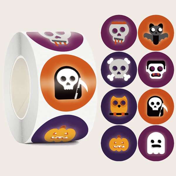 

1roll Halloween Ghost Print Gift Sticker, Multicolor