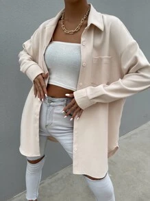 SHEIN Unity Blusa con bolsillo delantero de hombros caídos