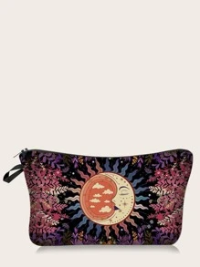 1pc European And American Red Sun Cosmetic Bag Hand Holding Storage Slouchy Portable Toiletry Bag Makeup Bag For Women Girls Storage Makeup Organizer Makeup Case,Gifts For Women,Christmas Gifts,Gift Ideas For Women,Pouch,Makeup Pouch,Travel Essential - Black - View 1