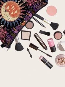 1pc European And American Red Sun Cosmetic Bag Hand Holding Storage Slouchy Portable Toiletry Bag Makeup Bag For Women Girls Storage Makeup Organizer Makeup Case,Gifts For Women,Christmas Gifts,Gift Ideas For Women,Pouch,Makeup Pouch,Travel Essential - Black - View 2