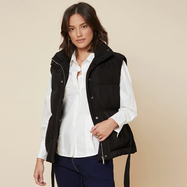 

BELTED PUFFER COAT, Black